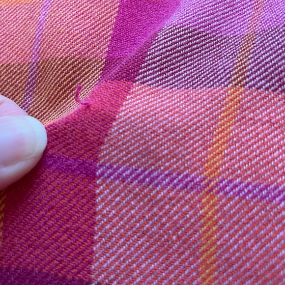 Lands' End pink and Orange Plaid flannel Button-Down Shirt long sleeve xl 18 20 - Picture 5 of 7